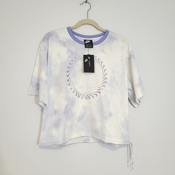 NIKE Sportswear Icon Clash Tie-Dye Short Sleeve Mesh Top w/Drawstring at Waist - Picture 5 of 12